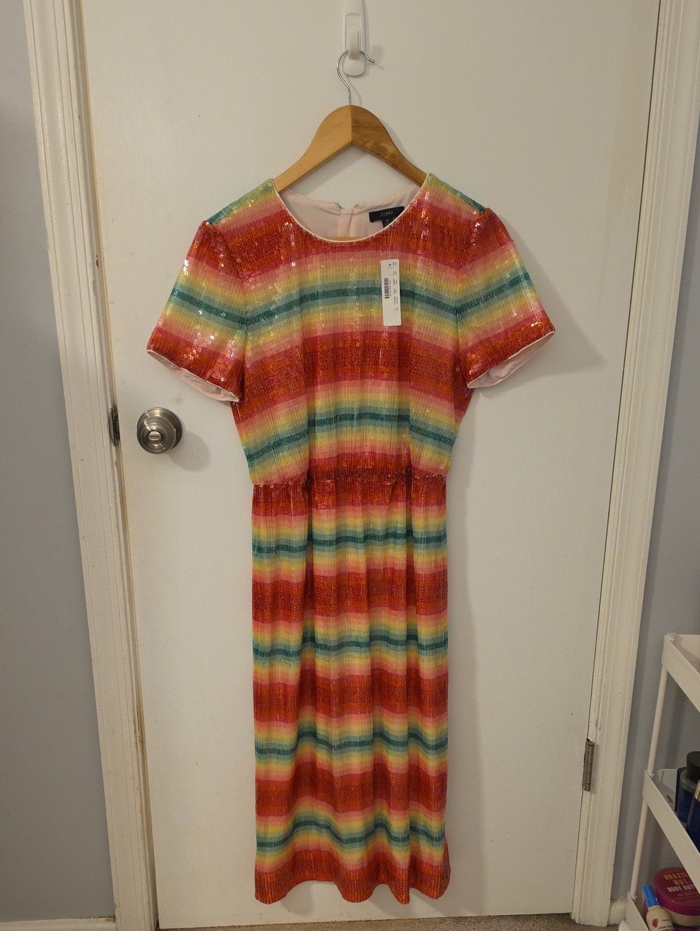J. Crew Rainbow Sequin Maxi Dress - Red Multi